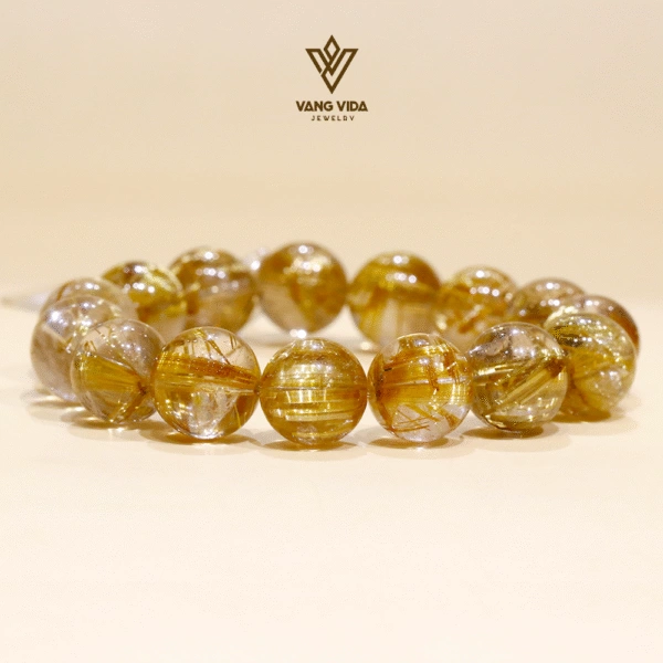 Vòng tay Thạch anh tóc vàng VIP 14mm | 1