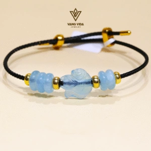Nhẫn Hồ ly Ngũ điếu đá Aquamarine S925